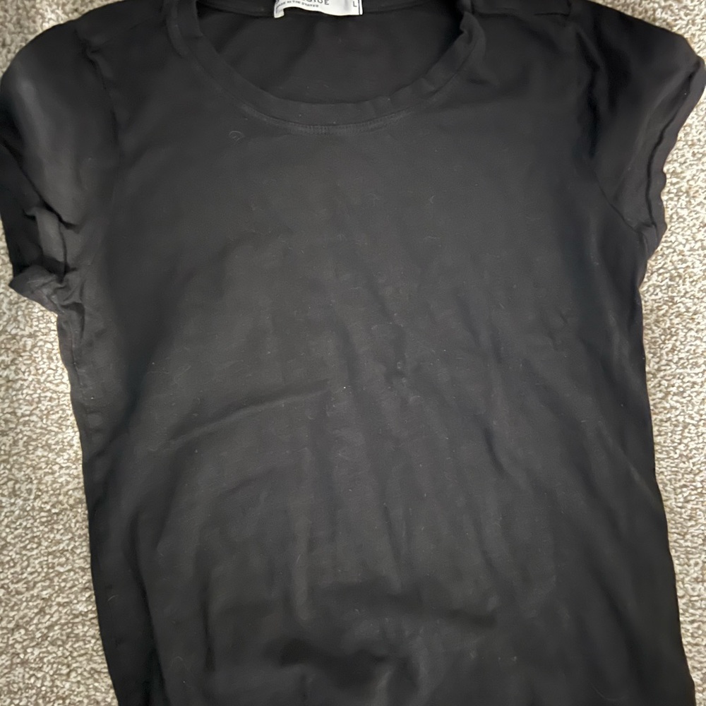 Stateside size large round neck black shirt, no fading